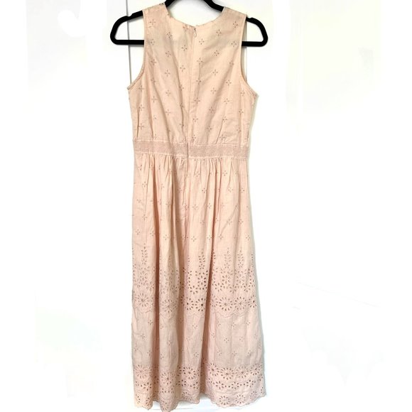 Gap Pale Pink Cotton Eyelet Midi Dress S - Picture 3 of 6